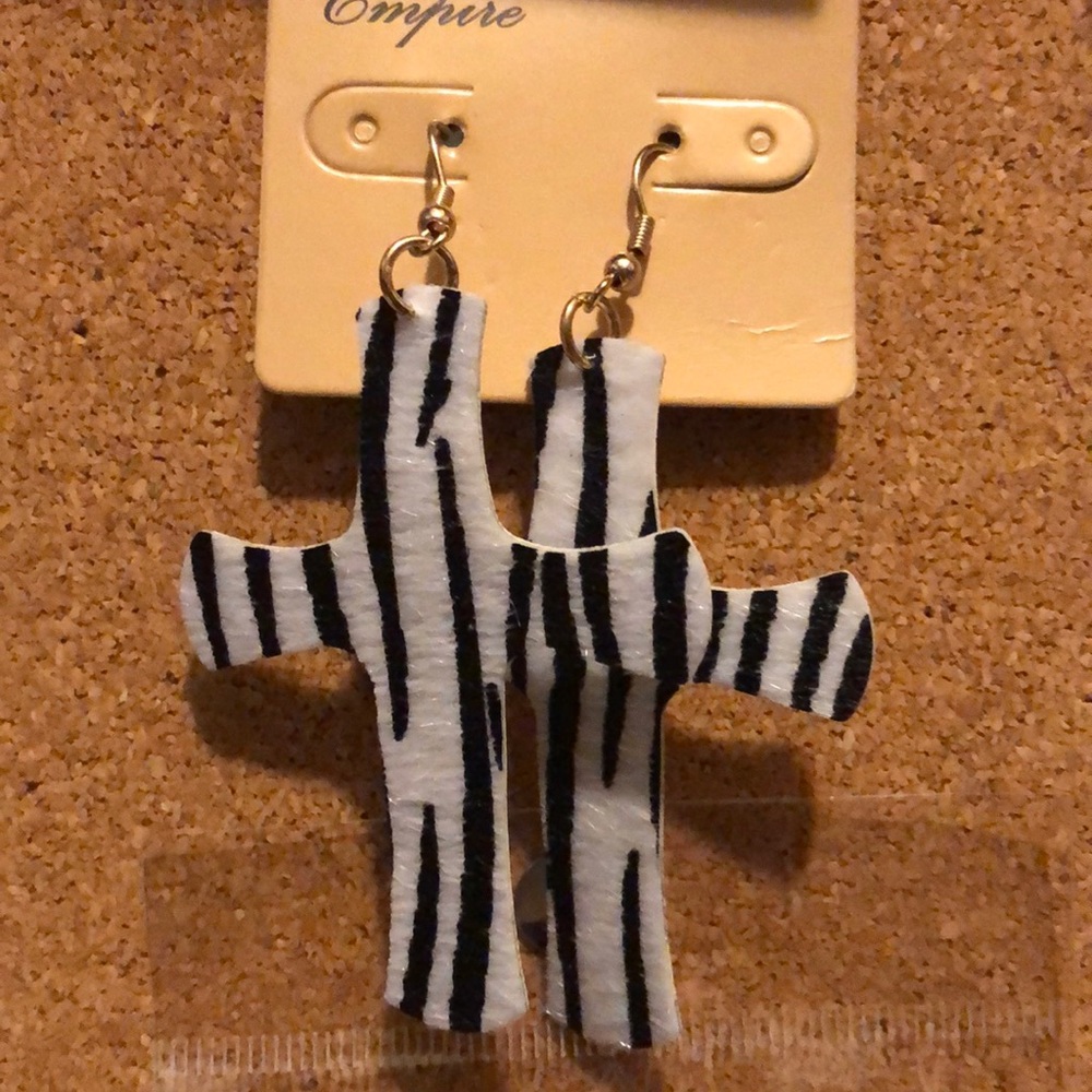 Cross Zebra Print Earrings